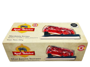 Jamón Serrano Mini Real Ibérico Español incluye Tqbla y cuchillo 950g