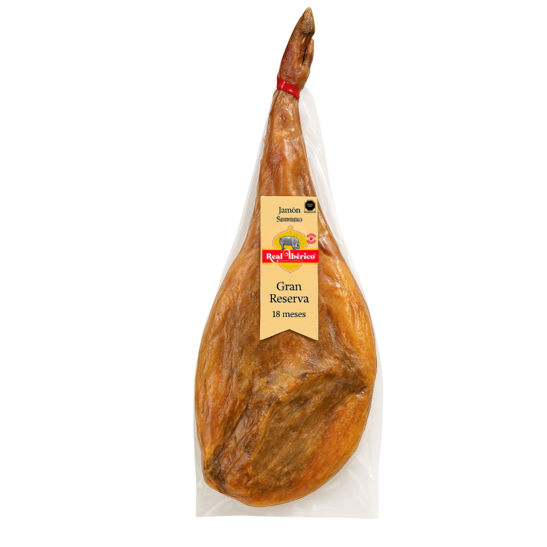 Jamón Serrano Gran Reserva Real Ibérico con Hueso – Curación 18 Meses | 7.5 kg aprox.